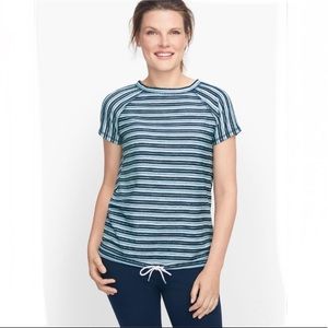 Drawstring Striped Pullover Top
